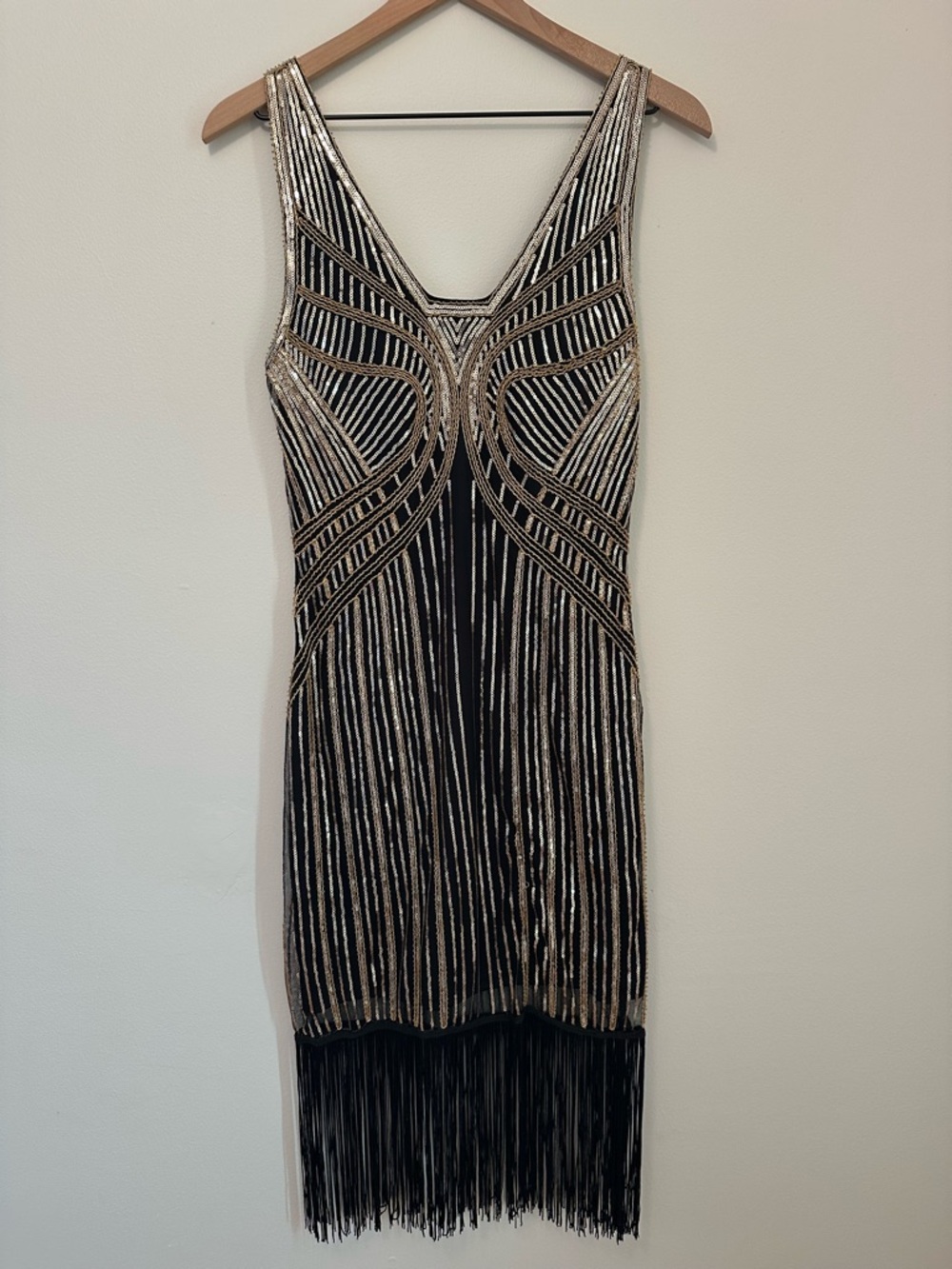 Metme 1920s Flapper Beadwork Fringe Detail Great Gatsby Exquisite Party Dress